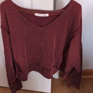 Altar'd State XL Burgendy Ribbed Crop Top